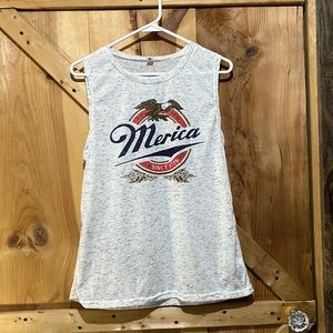 NWOT Erxvxp Merica sleeveless graphic tee shirt size Large